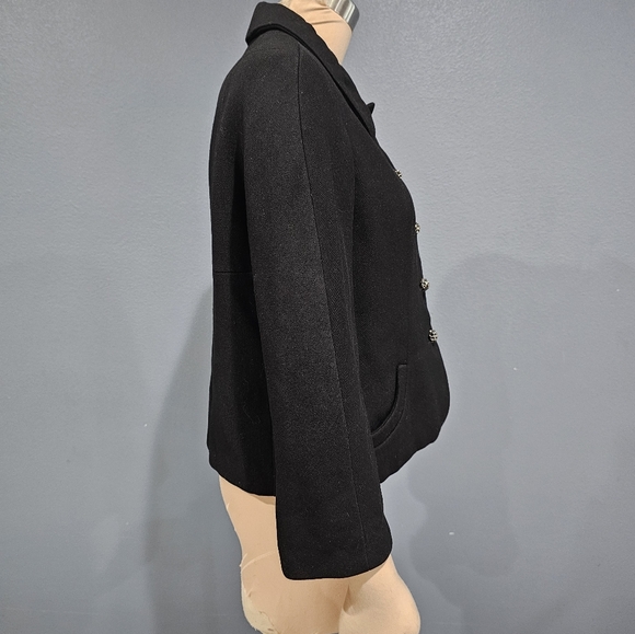 Vintage 40s 50s BEN ZUCKERMAN Women Black Wool Cropped Jacket S/M - Picture 3 of 12